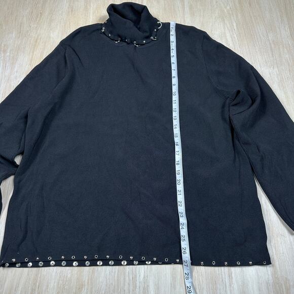 Colour Works Black Chain Punk Edgy Turtleneck Gothic Bold Pullover Sweater 2X - Picture 6 of 14